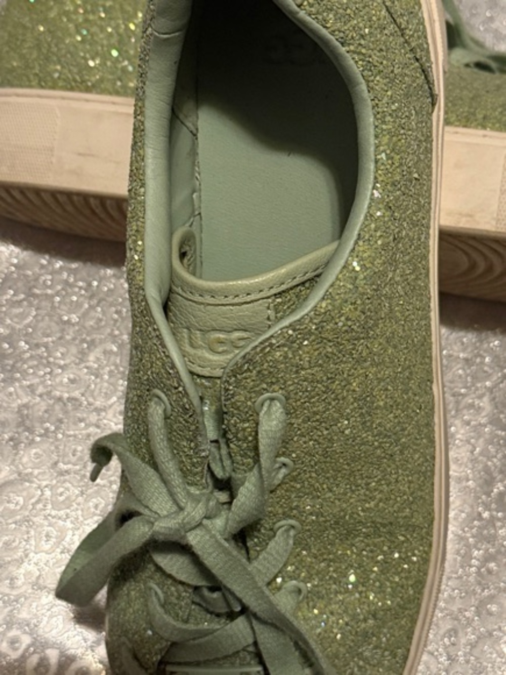 UGG Adult Glitter Lace-Up Sneakers in Green. Worn 2x